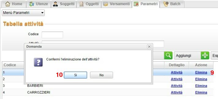 Eliminazione Attività