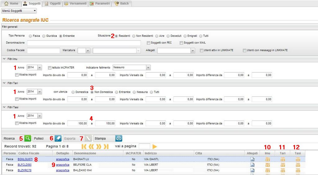 Ricerca anagrafe iuc